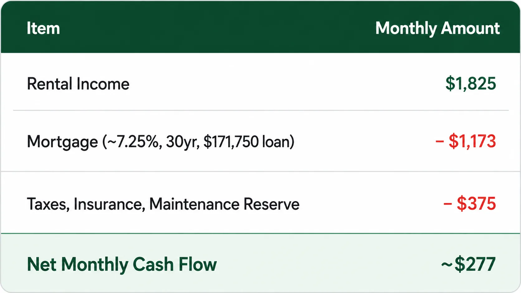 whitmire cash flow table